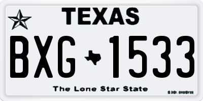 TX license plate BXG1533