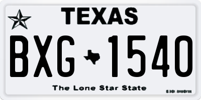TX license plate BXG1540