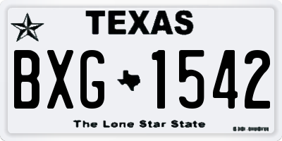 TX license plate BXG1542
