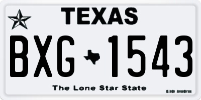 TX license plate BXG1543