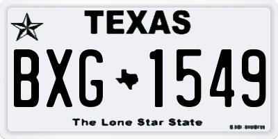 TX license plate BXG1549