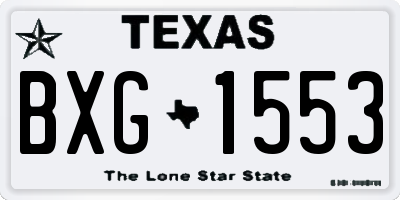 TX license plate BXG1553
