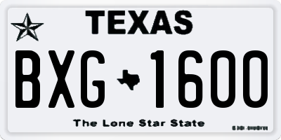 TX license plate BXG1600