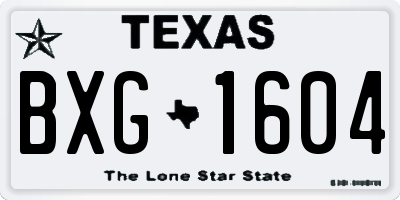 TX license plate BXG1604