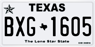TX license plate BXG1605