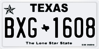 TX license plate BXG1608
