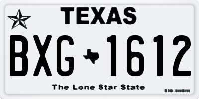 TX license plate BXG1612