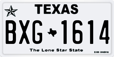 TX license plate BXG1614