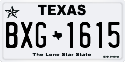 TX license plate BXG1615