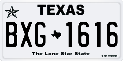 TX license plate BXG1616
