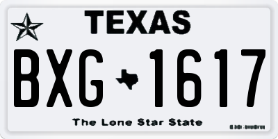 TX license plate BXG1617