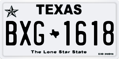 TX license plate BXG1618