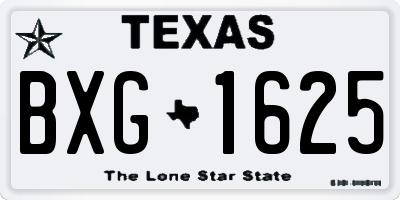 TX license plate BXG1625