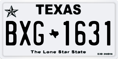 TX license plate BXG1631