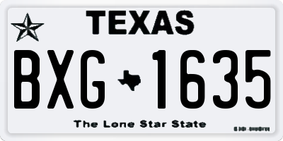 TX license plate BXG1635