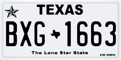 TX license plate BXG1663