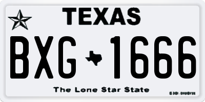 TX license plate BXG1666