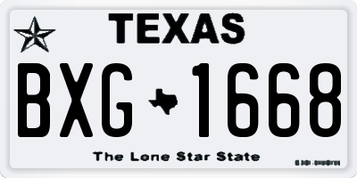 TX license plate BXG1668