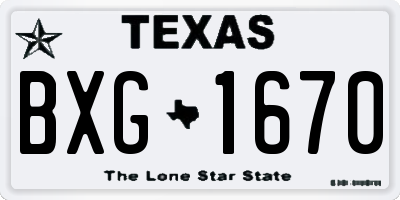TX license plate BXG1670