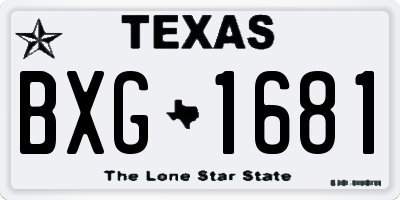 TX license plate BXG1681