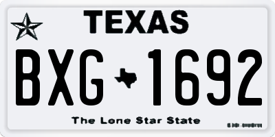 TX license plate BXG1692