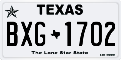 TX license plate BXG1702