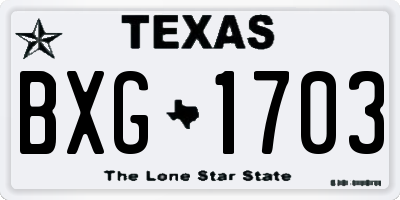 TX license plate BXG1703