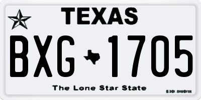 TX license plate BXG1705