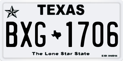 TX license plate BXG1706