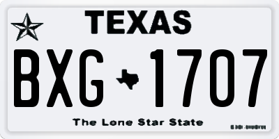 TX license plate BXG1707