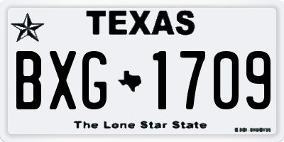 TX license plate BXG1709