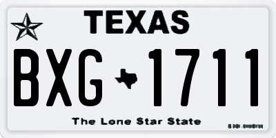 TX license plate BXG1711