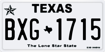 TX license plate BXG1715