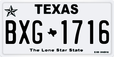 TX license plate BXG1716