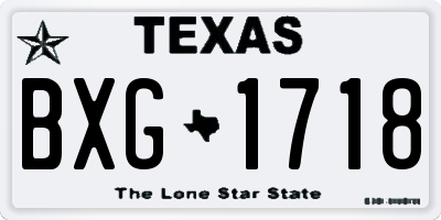 TX license plate BXG1718
