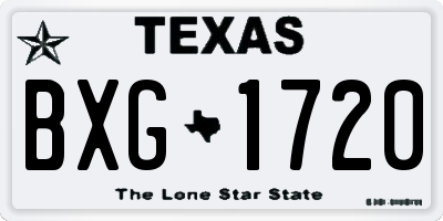 TX license plate BXG1720