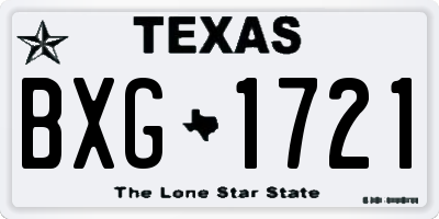 TX license plate BXG1721