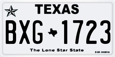 TX license plate BXG1723