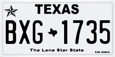 TX license plate BXG1735