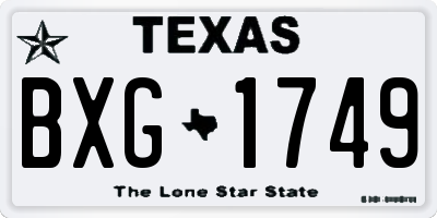 TX license plate BXG1749