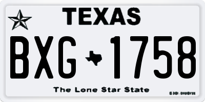 TX license plate BXG1758