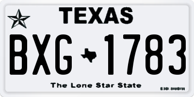 TX license plate BXG1783