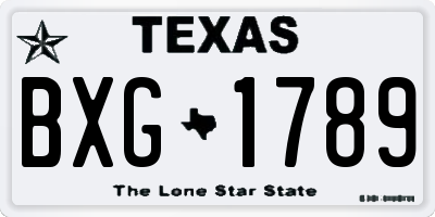 TX license plate BXG1789