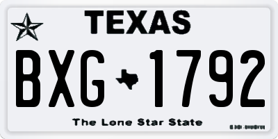 TX license plate BXG1792
