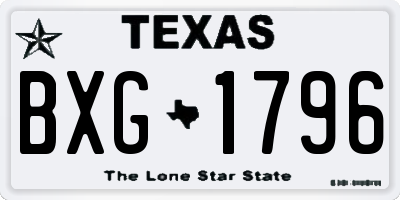 TX license plate BXG1796