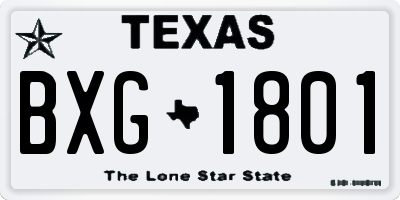 TX license plate BXG1801