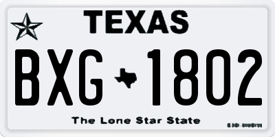 TX license plate BXG1802