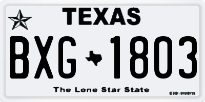TX license plate BXG1803