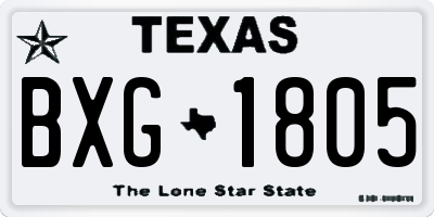 TX license plate BXG1805