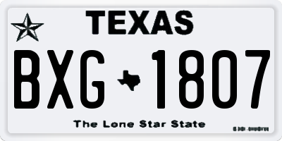 TX license plate BXG1807